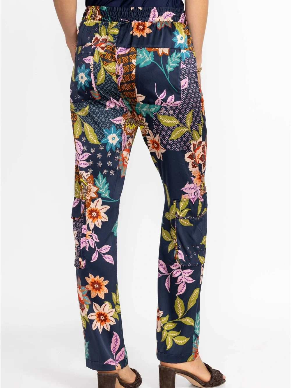 Johnny Was Delfino Kelly Navy Floral Wide-Leg Pants